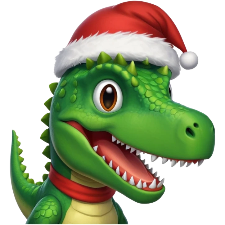 Dinosaur wearing a Santa hat emoji