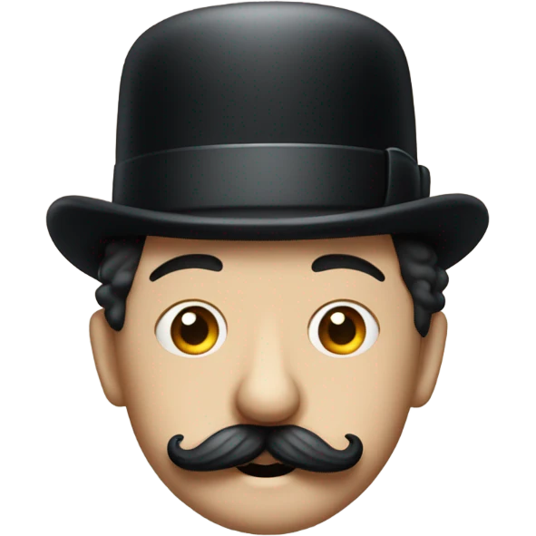 Charlie Chaplin with only central portion of mustache with a birthday hat emoji
