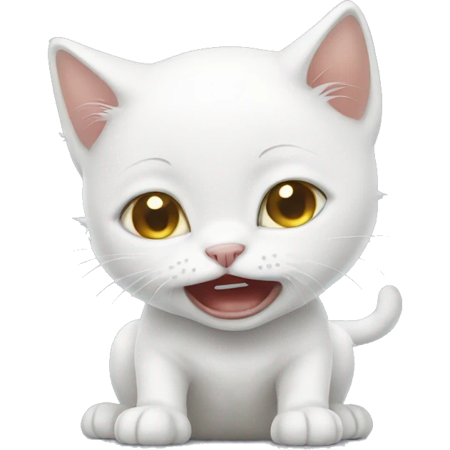 White kitten crying  emoji