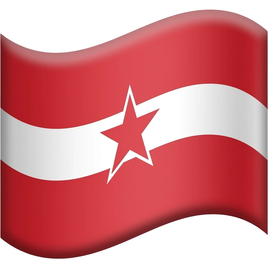 Bandeira vermelha co uma faixa branca com uma estrela no meio emoji