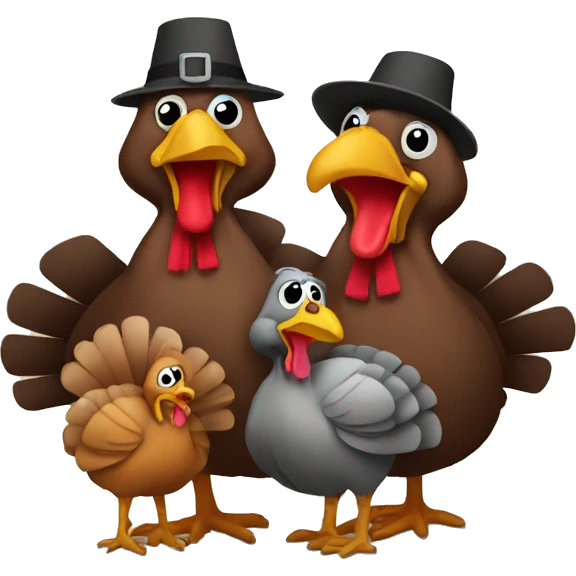 Family of turkeys before thanksgiving emoji
