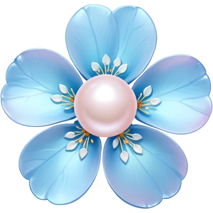 light blue pastel sakura blossom with a round pearl border emoji