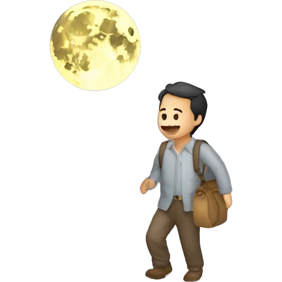 Hombre calvo andando por la luna emoji