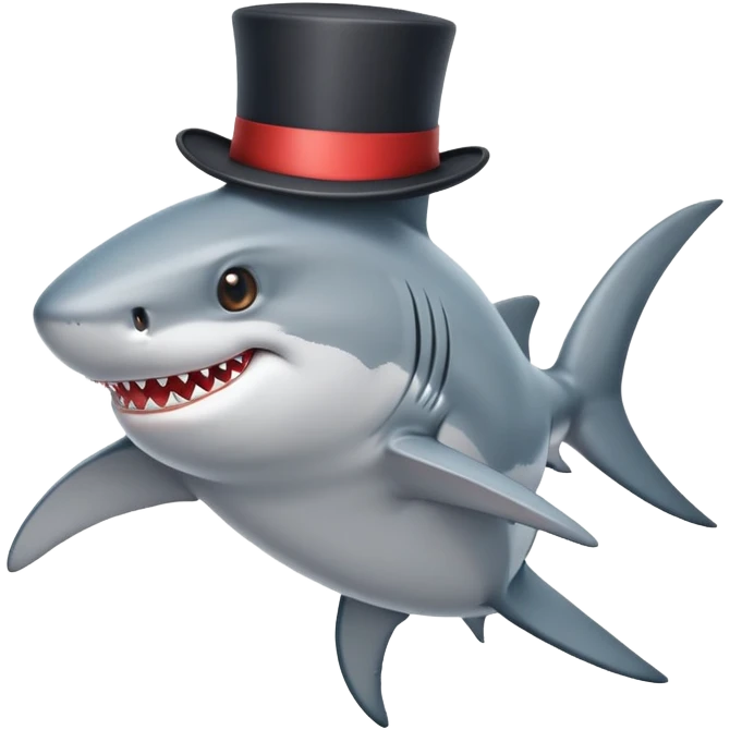 Shark with a top hat emoji