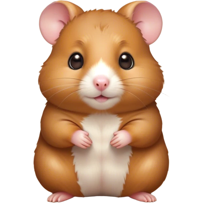 Cinematic Cute Brown Hamster Portrait Emoji, Head tilted playfully and inquisitively, featuring a glossy, rich brown coat with a delicate sheen, round, sparkling dark eyes filled with curiosity, Simplified yet irresistibly adorable features, highly detailed, glowing with a warm, friendly glow, high shine, affectionate and lively, stylized with a touch of whimsy, bright and endearing, soft glowing outline, capturing the essence of a mischievous yet loving hamster, so playful it feels like it could dash out of the screen and into your arms! emoji