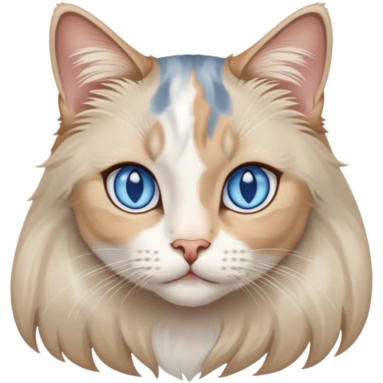 Blue eyes long hair dilute calico cat  emoji