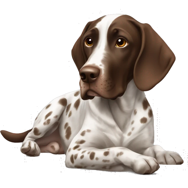 dog laying down, brown gsp, German short haired pointer  emoji