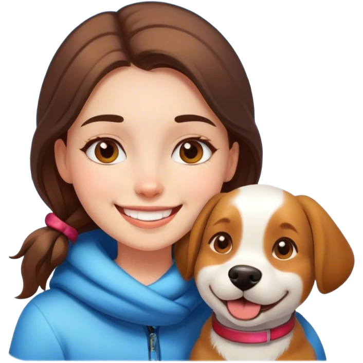 girl smiling with dog in snow emoji