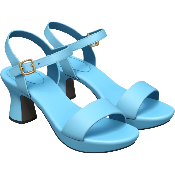 A 3D cartoon sky-blue open-toe sandal with ankle straps and smooth curved sole, isolated plain background, Memoji-style rendering. emoji