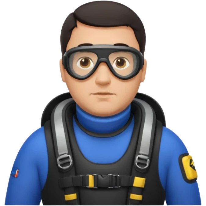Man 38 dark hair, mideteranean, slightly overweight, scuba diving. Portrait emoji