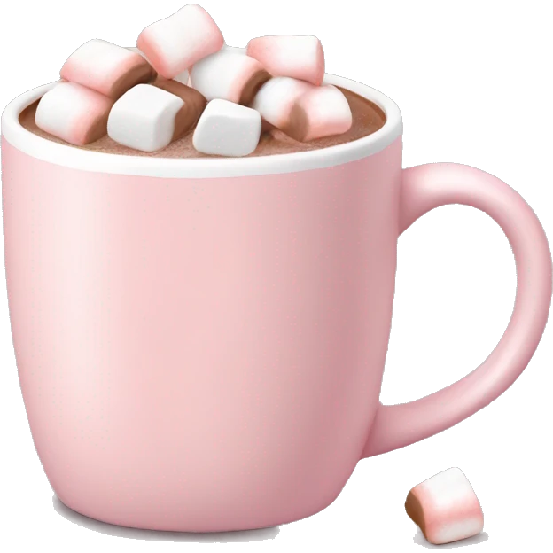 Light Pink mug of hot chocolate with marshmallows  emoji