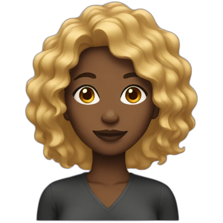 black woman with wavy hair emoji