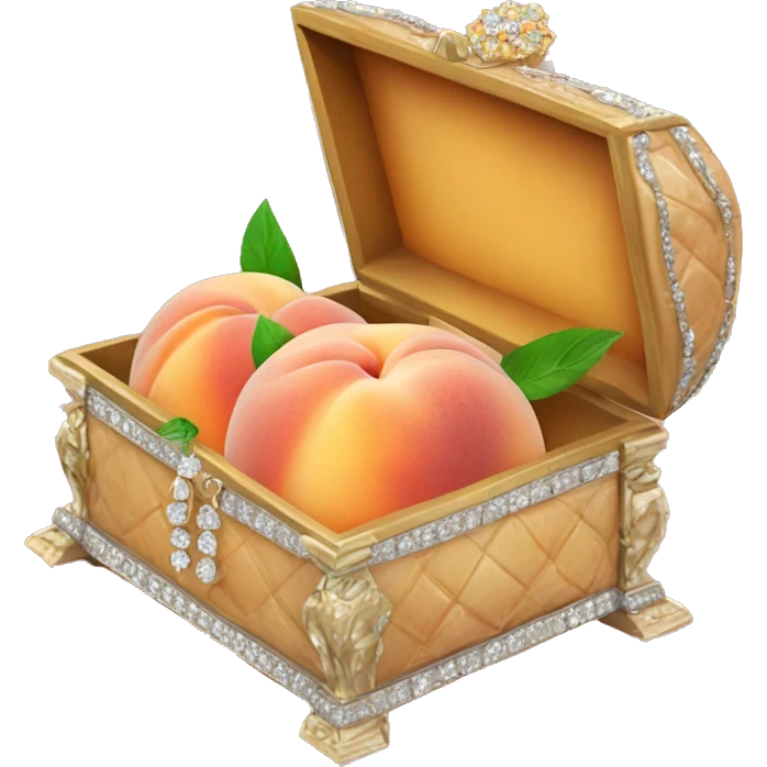 Peach cake in a treasure box with flowers and diaonds emoji