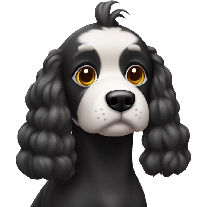 Um poddle preto com lacinho rosa na cabeça  emoji