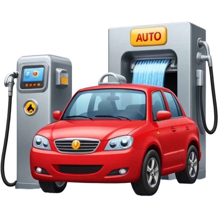 create me an image for a vertical in my super app, Car wash, entering the auto wash machine emoji