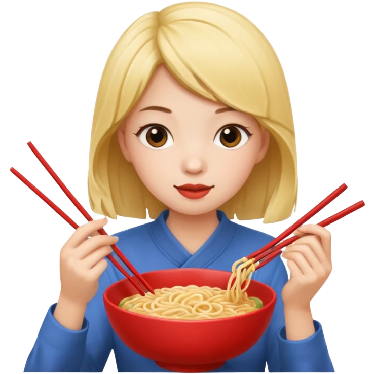 Show me a girl eating noodles  emoji