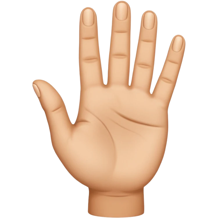 Extend your thumb, index finger, and middle finger straight out.
Tuck your ring finger and pinkie down into your palm (they stay folded). emoji