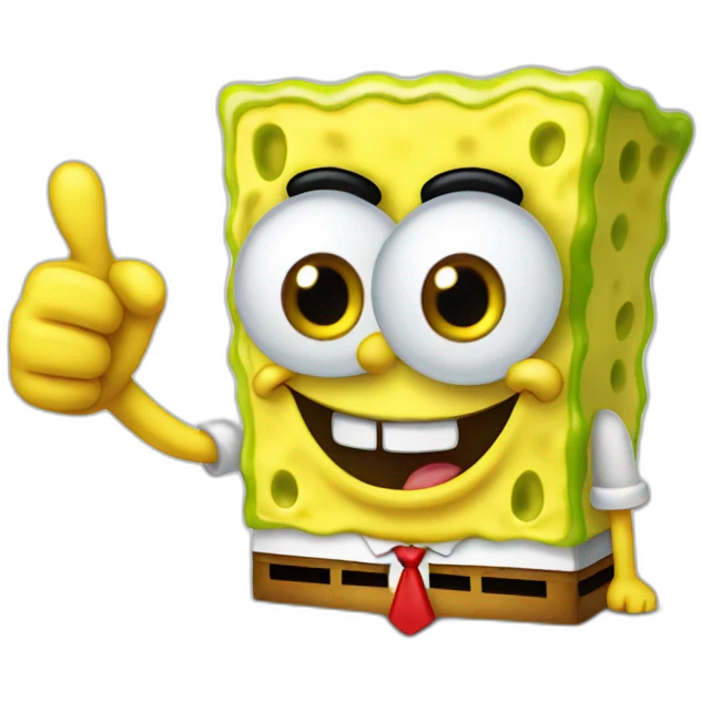 SpongeBob with red eyes giving the thumbs up emoji