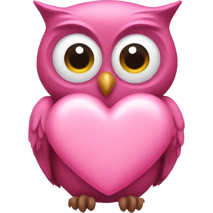 pink owl holding pink heart emoji