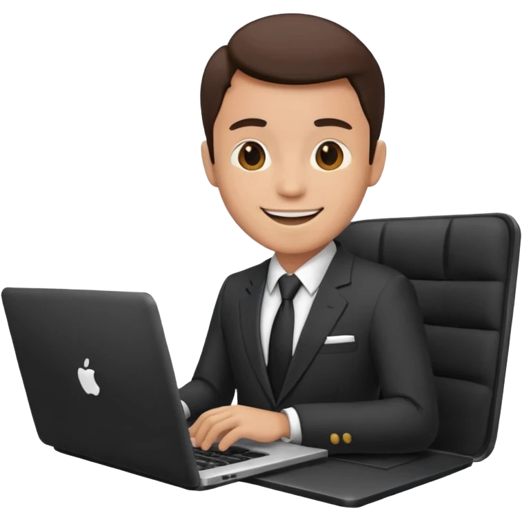 working laptop person suit happy emoji