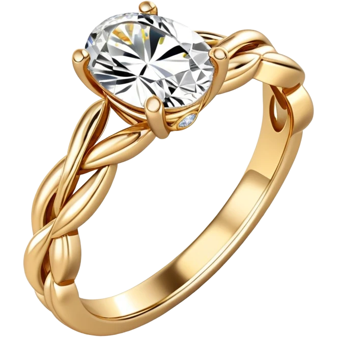Engagement ring with oval diamond and gold multiple twists band emoji