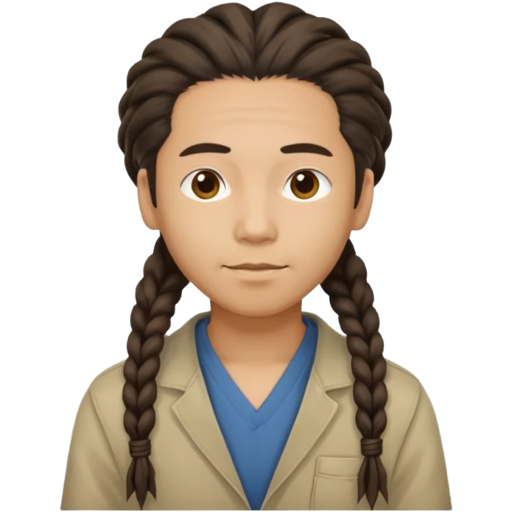 Casual person with tied-back dreadlock, asian emoji