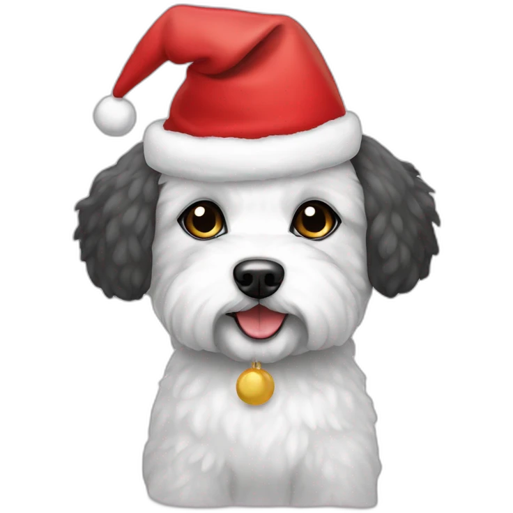 bichon dog-christmas hat emoji