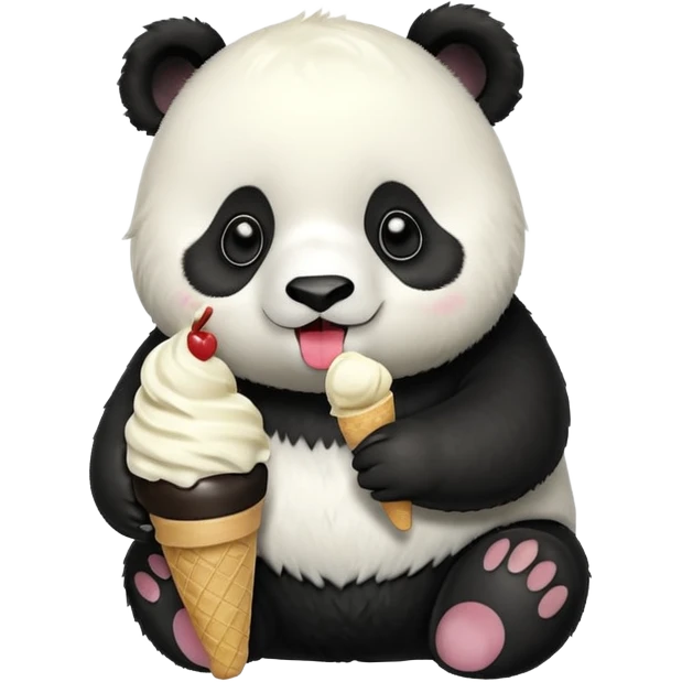 Panda eating ice cream emoji
