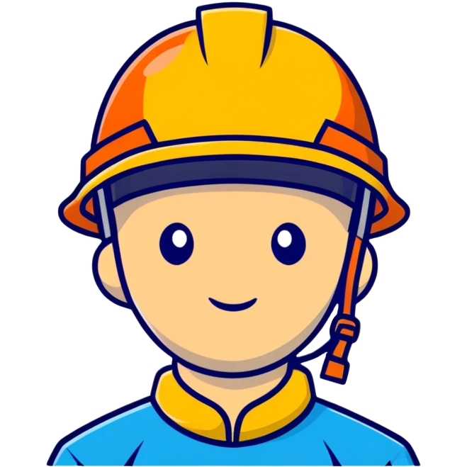 Man of Chinese appearance wearing an orange helmet with a yellow hat visible emoji