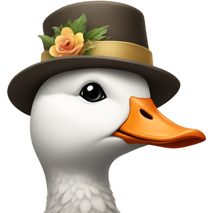 Goose wearing a funny hat emoji
