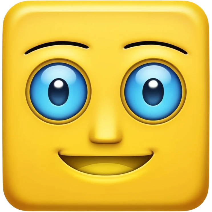 geometery dash square yellow body blue face square mouth and eyes emoji