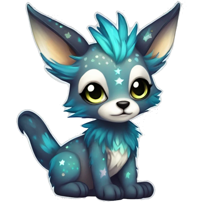 Cool cute Kawaii edgy fantasy animal sparkle fursona Fionbri creature by griffsnuff & LiLaiRa & Falvie full body emoji