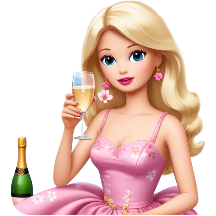 barbie with champagne,Cherry blossom emoji