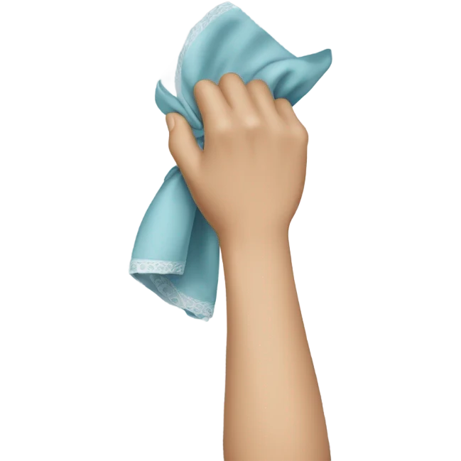 Hand holding a handkerchief emoji
