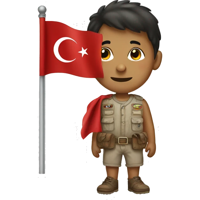 Сidly boy with a Turkish flag emoji