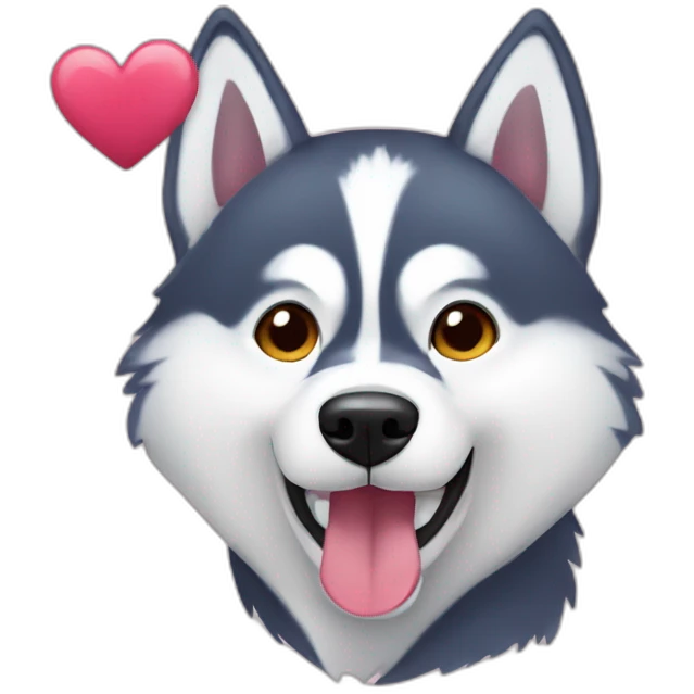 husky con un corazon emoji