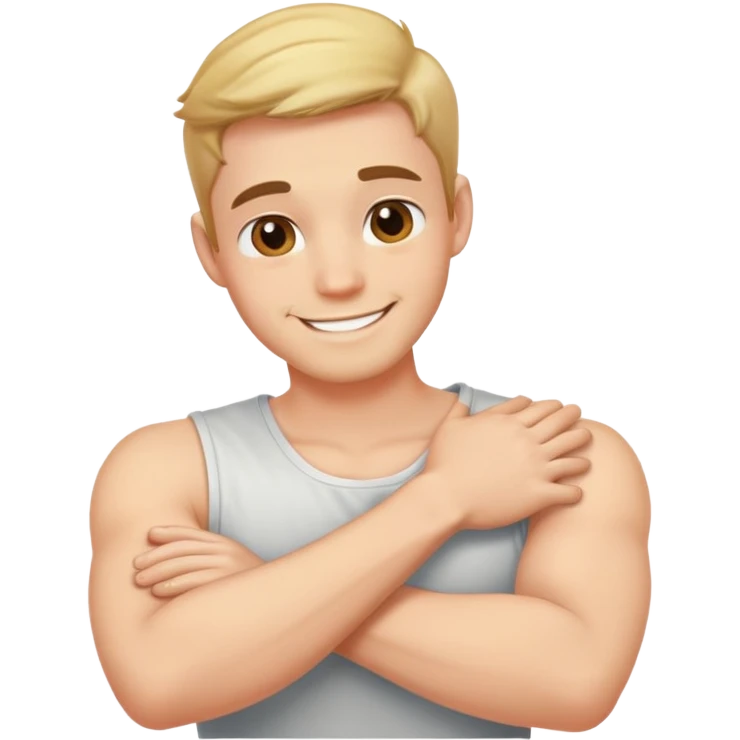 arms crossed holding neck laughing guy emoji