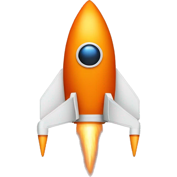 Orange rocketship on computer emoji