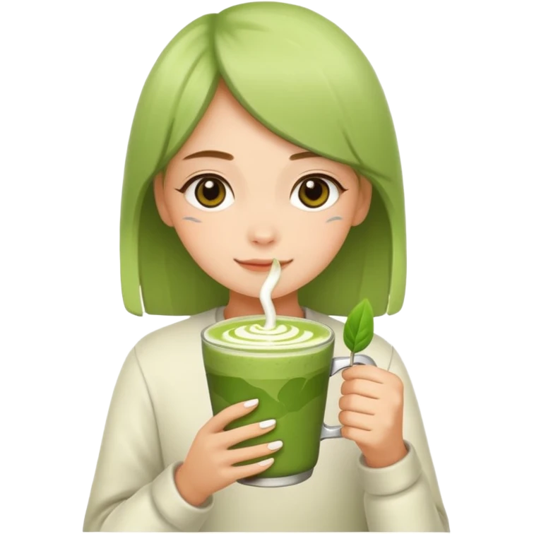 Girl with matcha latte emoji