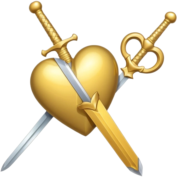golden sword cuting in half a gold heart emoji