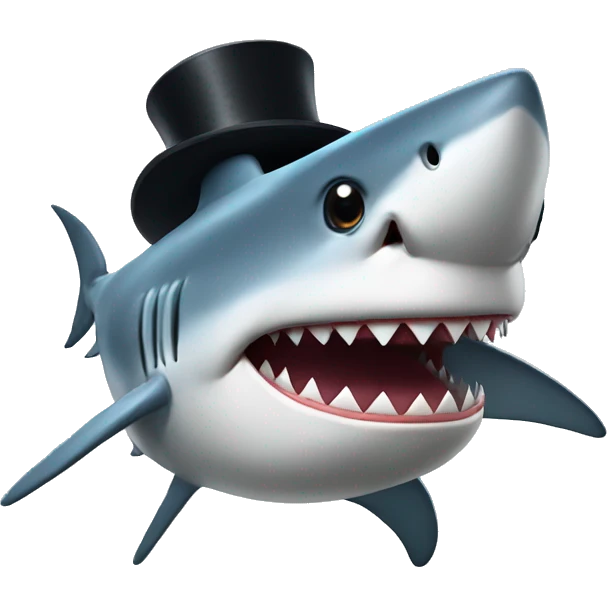 Shark with a top hat emoji