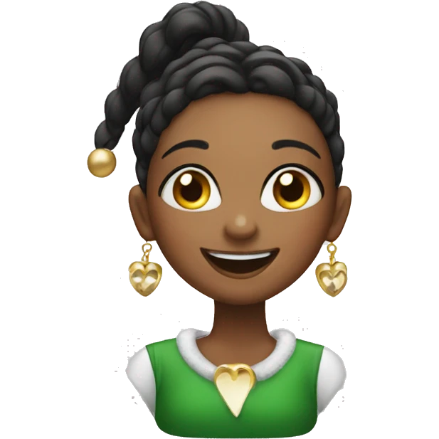 smiling girls with earrings during xmas emoji