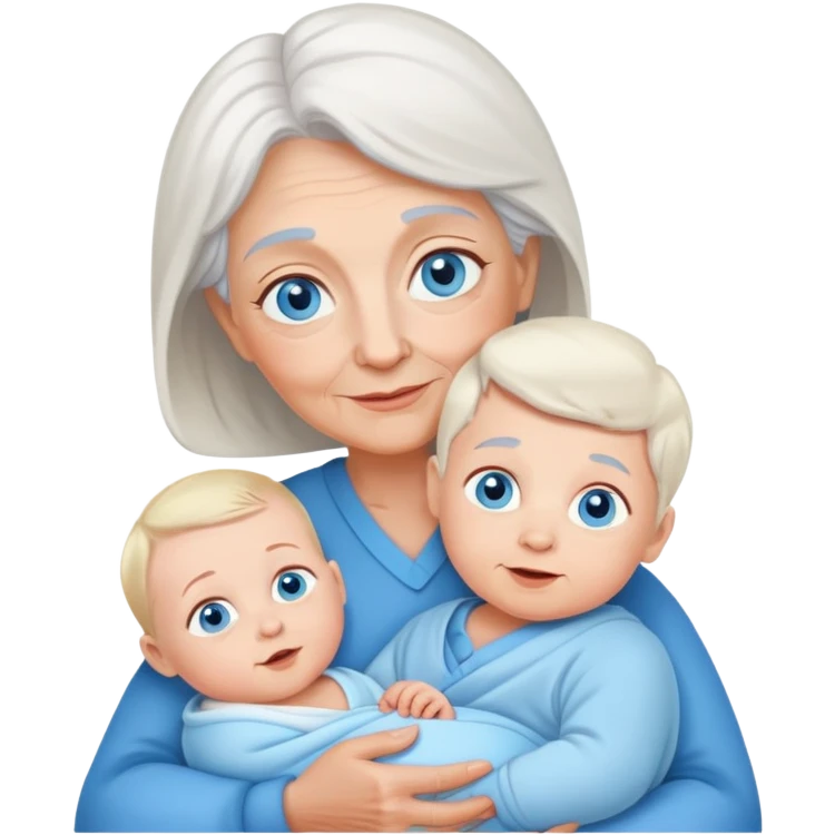 grandmother with blue eyes with baby boy emoji