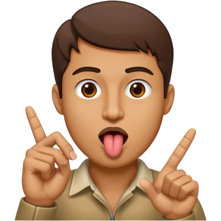 Man making v shape with fingers to mouth and tongue sticking out of mouth emoji