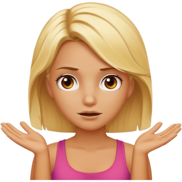 Blonde sunburnt girl shrugging emoji