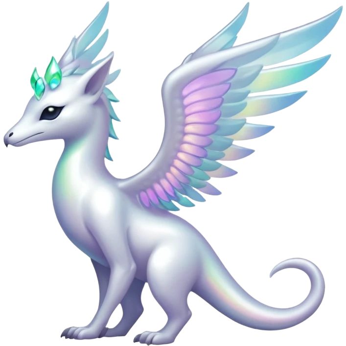 A bright whiteish iridescent divine legendary spiritual ethereal beautiful Fakémon-creature emoji
