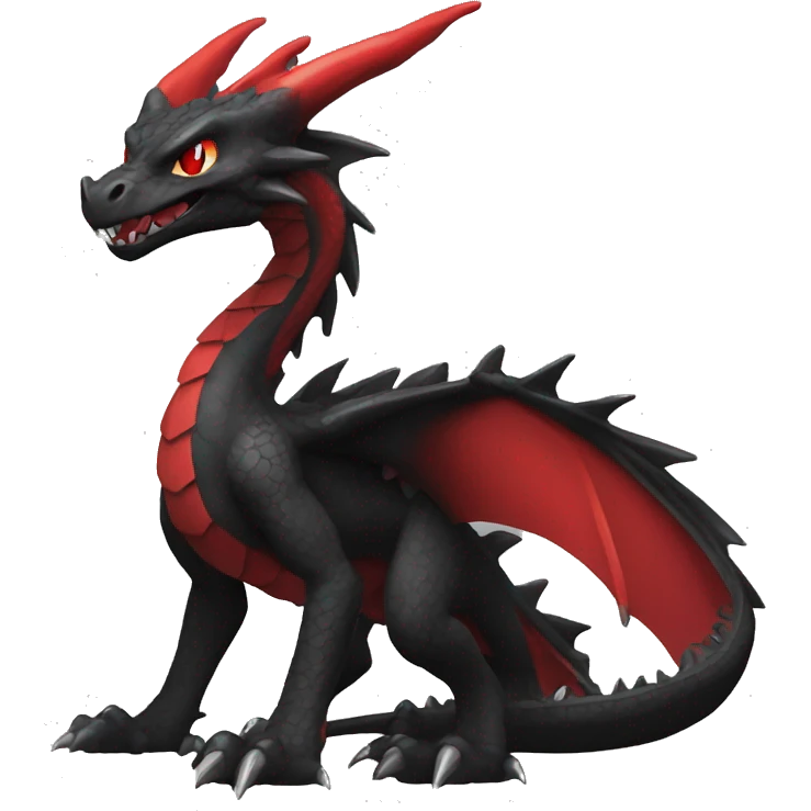 cool edgy black and red Dark-type dragon Pokémon full body emoji