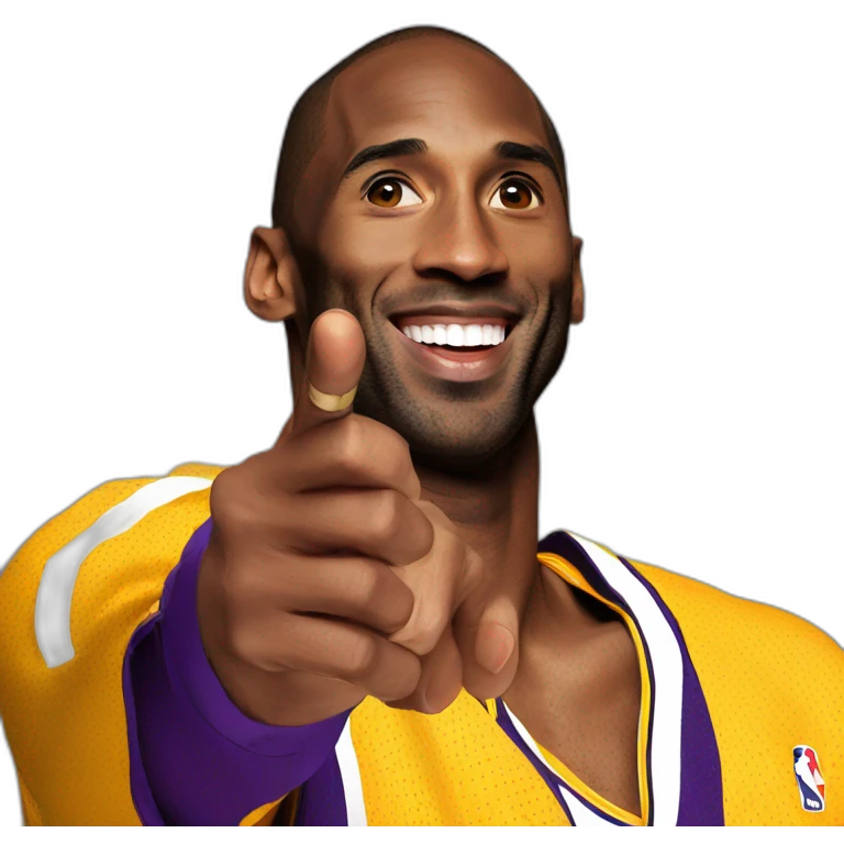 Kobe Bryant points his finger up in warning looking in camera emoji