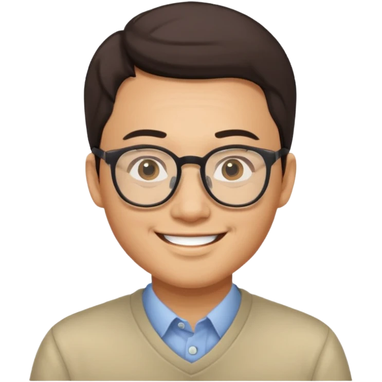 asian man wear glasses smile emoji