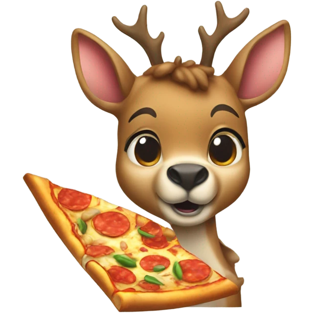 A deer eating a pizza slice emoji